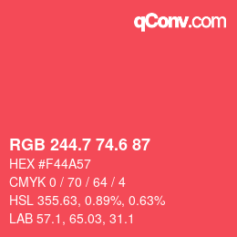 カラーコード: RGB 244.7 74.6 87 | qconv.com