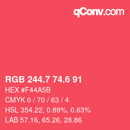 カラーコード: RGB 244.7 74.6 91 | qconv.com
