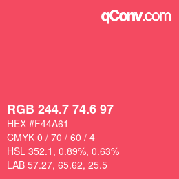 カラーコード: RGB 244.7 74.6 97 | qconv.com