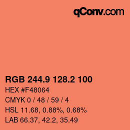 Color code: RGB 244.9 128.2 100 | qconv.com