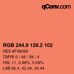 カラーコード: RGB 244.9 128.2 102 | qconv.com