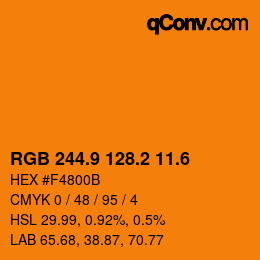 カラーコード: RGB 244.9 128.2 11.6 | qconv.com