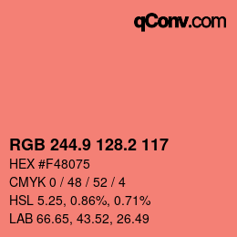 カラーコード: RGB 244.9 128.2 117 | qconv.com
