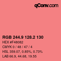 カラーコード: RGB 244.9 128.2 130 | qconv.com