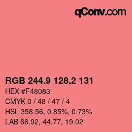 カラーコード: RGB 244.9 128.2 131 | qconv.com