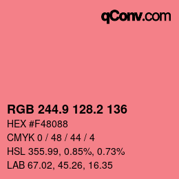 カラーコード: RGB 244.9 128.2 136 | qconv.com