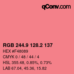 カラーコード: RGB 244.9 128.2 137 | qconv.com