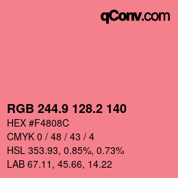 カラーコード: RGB 244.9 128.2 140 | qconv.com