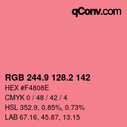 カラーコード: RGB 244.9 128.2 142 | qconv.com