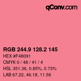 カラーコード: RGB 244.9 128.2 145 | qconv.com