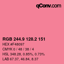 カラーコード: RGB 244.9 128.2 151 | qconv.com