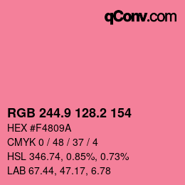 カラーコード: RGB 244.9 128.2 154 | qconv.com