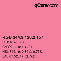 カラーコード: RGB 244.9 128.2 157 | qconv.com
