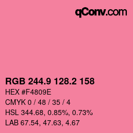 カラーコード: RGB 244.9 128.2 158 | qconv.com