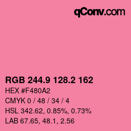 カラーコード: RGB 244.9 128.2 162 | qconv.com