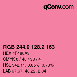 カラーコード: RGB 244.9 128.2 163 | qconv.com