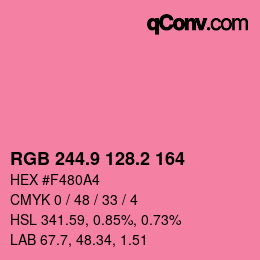 カラーコード: RGB 244.9 128.2 164 | qconv.com