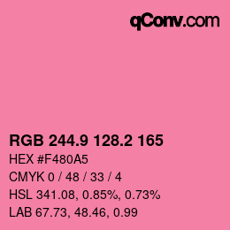 カラーコード: RGB 244.9 128.2 165 | qconv.com