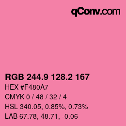 カラーコード: RGB 244.9 128.2 167 | qconv.com
