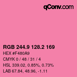 カラーコード: RGB 244.9 128.2 169 | qconv.com