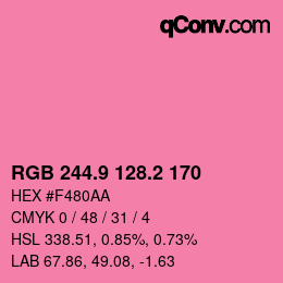 カラーコード: RGB 244.9 128.2 170 | qconv.com