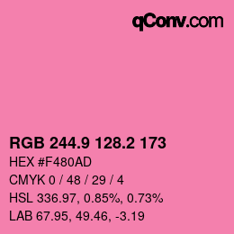 カラーコード: RGB 244.9 128.2 173 | qconv.com