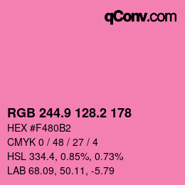 カラーコード: RGB 244.9 128.2 178 | qconv.com
