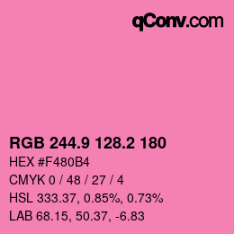 カラーコード: RGB 244.9 128.2 180 | qconv.com