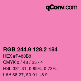 カラーコード: RGB 244.9 128.2 184 | qconv.com