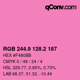 カラーコード: RGB 244.9 128.2 187 | qconv.com