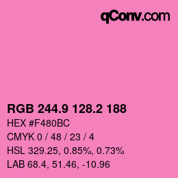 カラーコード: RGB 244.9 128.2 188 | qconv.com