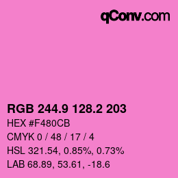 カラーコード: RGB 244.9 128.2 203 | qconv.com