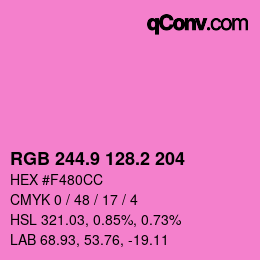 カラーコード: RGB 244.9 128.2 204 | qconv.com
