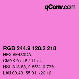 カラーコード: RGB 244.9 128.2 218 | qconv.com