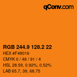 カラーコード: RGB 244.9 128.2 22 | qconv.com