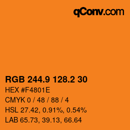 カラーコード: RGB 244.9 128.2 30 | qconv.com