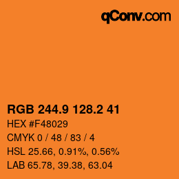 カラーコード: RGB 244.9 128.2 41 | qconv.com