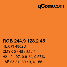 カラーコード: RGB 244.9 128.2 45 | qconv.com
