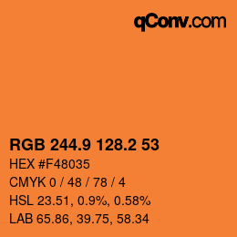 Color code: RGB 244.9 128.2 53 | qconv.com