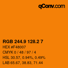 カラーコード: RGB 244.9 128.2 7 | qconv.com