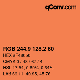 カラーコード: RGB 244.9 128.2 80 | qconv.com