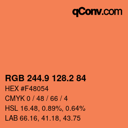 カラーコード: RGB 244.9 128.2 84 | qconv.com