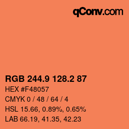 カラーコード: RGB 244.9 128.2 87 | qconv.com