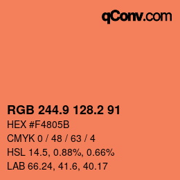 カラーコード: RGB 244.9 128.2 91 | qconv.com