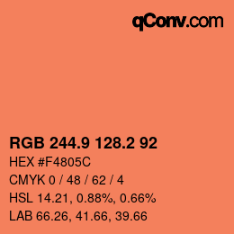カラーコード: RGB 244.9 128.2 92 | qconv.com
