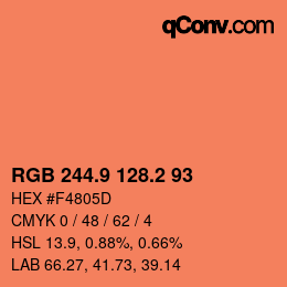 カラーコード: RGB 244.9 128.2 93 | qconv.com