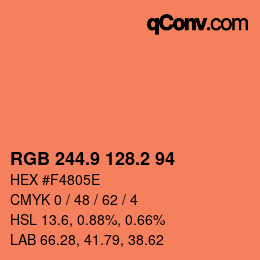 Farbcode: RGB 244.9 128.2 94 | qconv.com