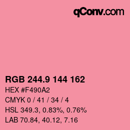 カラーコード: RGB 244.9 144 162 | qconv.com