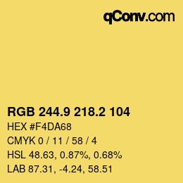 カラーコード: RGB 244.9 218.2 104 | qconv.com