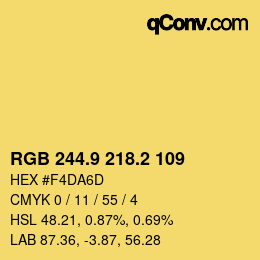 カラーコード: RGB 244.9 218.2 109 | qconv.com